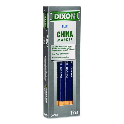 Image of Dixon® 000800002 China Marker, 0.37" x 7", Blue, 12/Pack