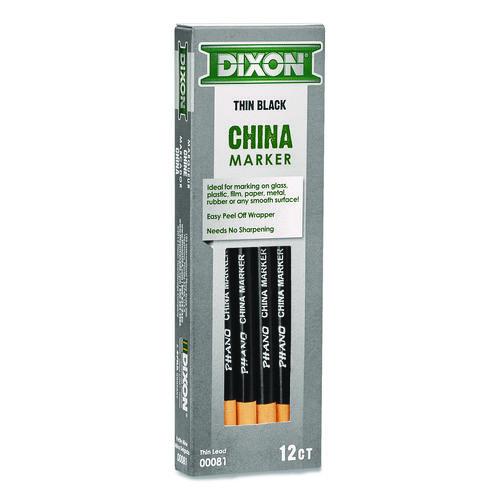 Image of DixonÂ® China Marker, Black, Thin Lead, 12/Pack