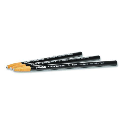 Image of DixonÂ® China Marker, Black, Thin Lead, 12/Pack