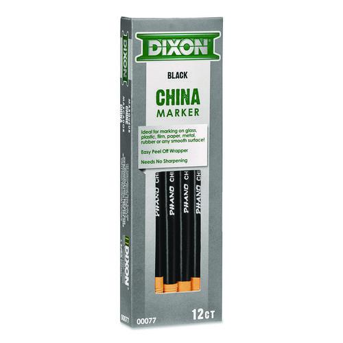 Image of Dixon® 000770002 China Marker, 0.37" x 7", Black, 12/Pack