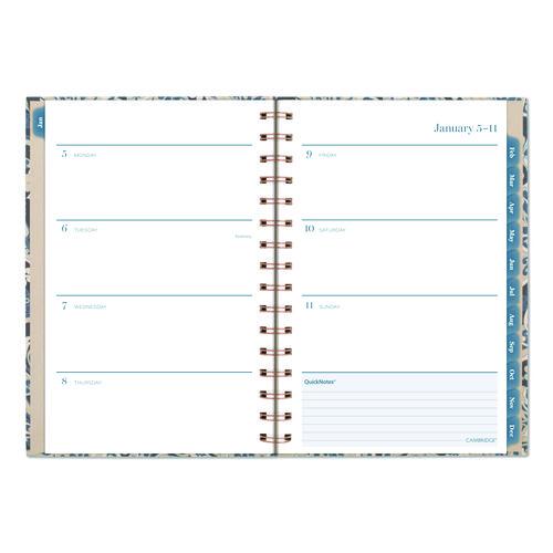 Image of Cambridge® 1763200 Elizabeth Weekly/Monthly Planner, 8.5 x 5.5, Floral Artwork, Blue Cover, 12-Month (Jan-Dec): 2026