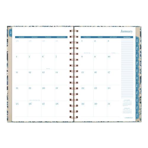Image of Cambridge® 1763200 Elizabeth Weekly/Monthly Planner, 8.5 x 5.5, Floral Artwork, Blue Cover, 12-Month (Jan-Dec): 2026