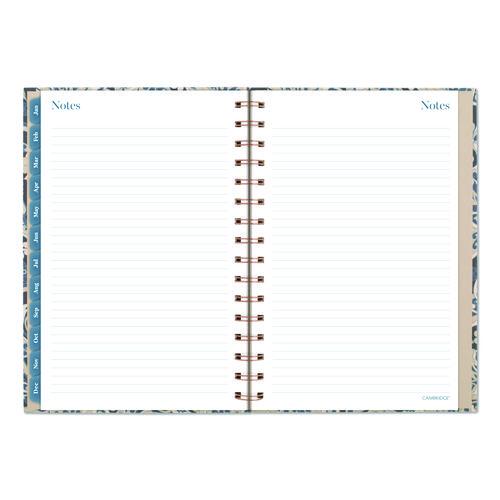 Image of Cambridge® 1763200 Elizabeth Weekly/Monthly Planner, 8.5 x 5.5, Floral Artwork, Blue Cover, 12-Month (Jan-Dec): 2026