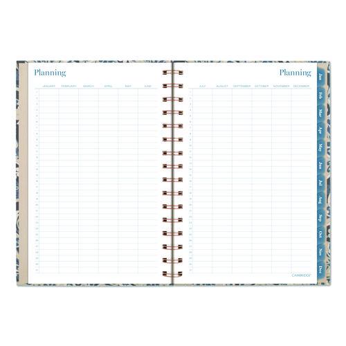 Image of Cambridge® 1763200 Elizabeth Weekly/Monthly Planner, 8.5 x 5.5, Floral Artwork, Blue Cover, 12-Month (Jan-Dec): 2026