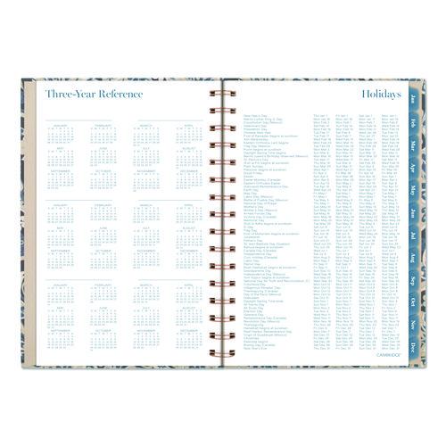 Image of Cambridge® 1763200 Elizabeth Weekly/Monthly Planner, 8.5 x 5.5, Floral Artwork, Blue Cover, 12-Month (Jan-Dec): 2026