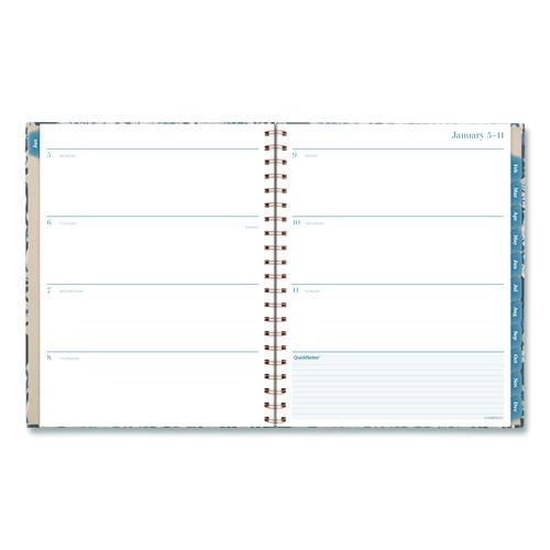 Image of Cambridge® 1763905 Elizabeth Weekly/Monthly Planner, 11 x 8.5, Floral Artwork, Blue Cover, 12-Month  (Jan-Dec): 2026