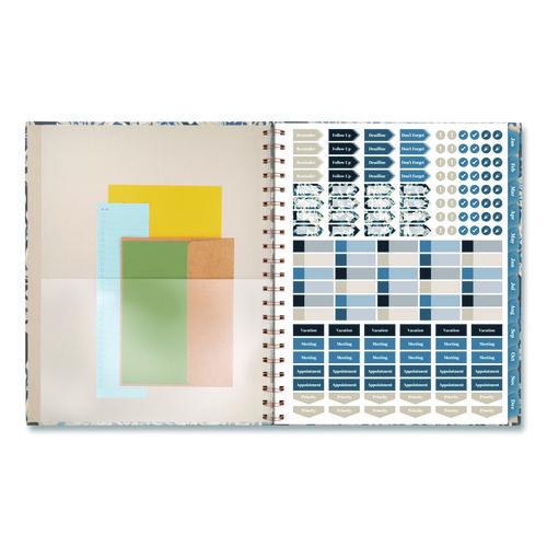 Image of Cambridge® 1763905 Elizabeth Weekly/Monthly Planner, 11 x 8.5, Floral Artwork, Blue Cover, 12-Month  (Jan-Dec): 2026