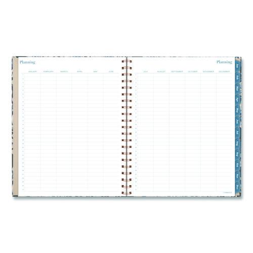 Image of Cambridge® 1763905 Elizabeth Weekly/Monthly Planner, 11 x 8.5, Floral Artwork, Blue Cover, 12-Month  (Jan-Dec): 2026
