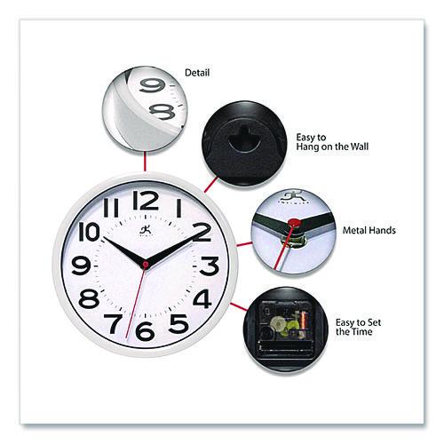 Image of Infinity Instruments 14220WH-3364 Metro Wall Clock, 9" Diameter, White Case, 1 Aa (sold Separately)