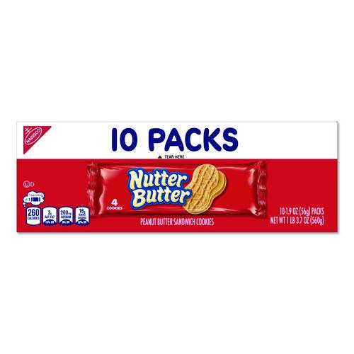 Image of Nabisco® 440000783500 Nutter Butter, Peanut Butter, 1.9 oz, 4 Cookies/Pack, 10 Packs/Box
