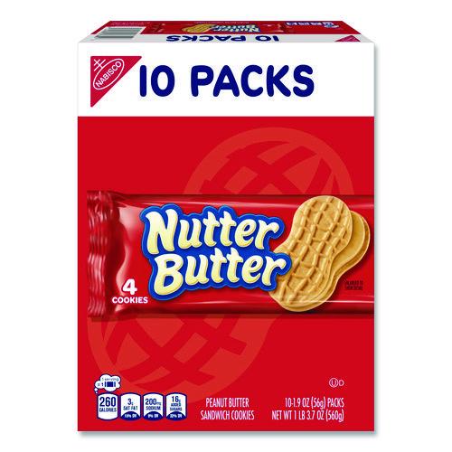 Image of Nabisco® 440000783500 Nutter Butter, Peanut Butter, 1.9 oz, 4 Cookies/Pack, 10 Packs/Box
