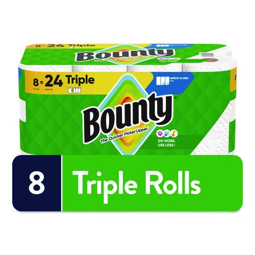 Image of Bounty® 80799715 Select-a-Size Kitchen Roll Paper Towels, 2-Ply, White, 6 x 11, 123 Sheets/Roll, 8 Triple Rolls/Carton