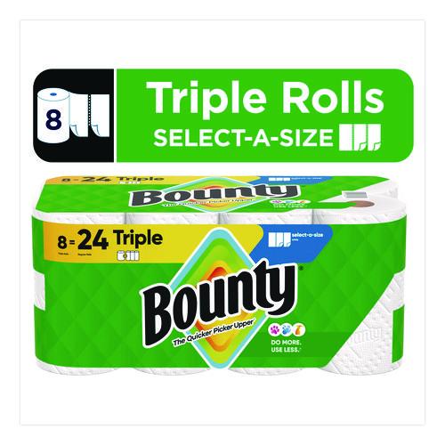 Image of Bounty® 80799715 Select-a-Size Kitchen Roll Paper Towels, 2-Ply, White, 6 x 11, 123 Sheets/Roll, 8 Triple Rolls/Carton