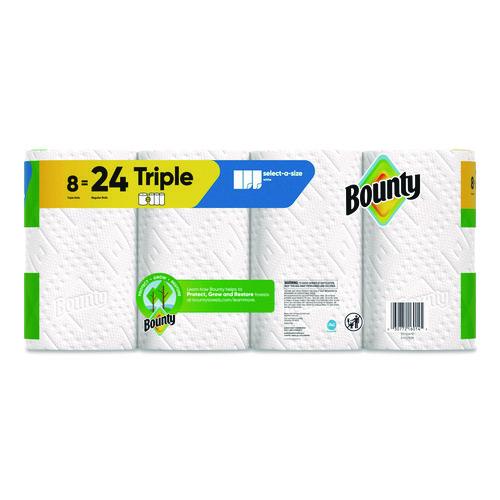 Image of Bounty® 80799715 Select-a-Size Kitchen Roll Paper Towels, 2-Ply, White, 6 x 11, 123 Sheets/Roll, 8 Triple Rolls/Carton