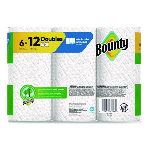 Image of Bounty® 80798314 Select-a-Size Kitchen Roll Paper Towels, 2-Ply, 6 x 11, White, 82 Sheets/Double Roll, 6 Rolls/Carton