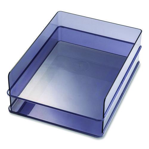 Image of Officemate 21040 Recycled Plastic Letter Tray, 1 Section, Letter Size Files, 10.16" x 12.8" x 2.76", Translucent Ash, 2/Pack