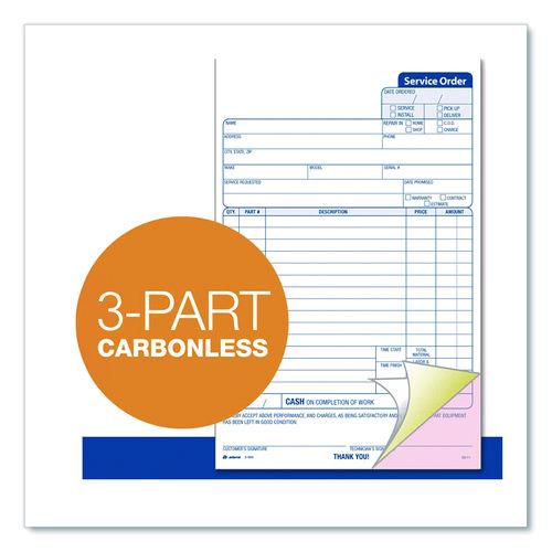Image of Adams® 3-584 Work Order Form, Three-Part Carbonless, 5.66 x 9, 250 Sets/Pack