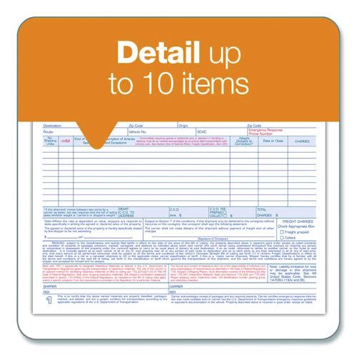 Image of Adams® 9013 Bill of Lading - Short Form for Up to Ten Articles, Three-Part Carbonless, 8.5 x 6.94, 50 Forms Total