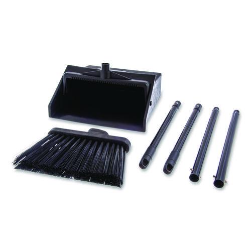 Image of Carlisle 36141503 Duo-Pan Upright Dust Pan and Broom, 11.8 x 36, 24.5" Handle, Plastic, Black