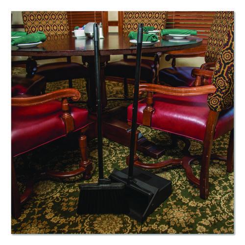 Image of Carlisle 36141503 Duo-Pan Upright Dust Pan and Broom, 11.8 x 36, 24.5" Handle, Plastic, Black