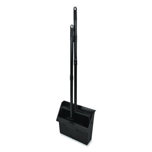 Image of Carlisle 36141503 Duo-Pan Upright Dust Pan and Broom, 11.8 x 36, 24.5" Handle, Plastic, Black