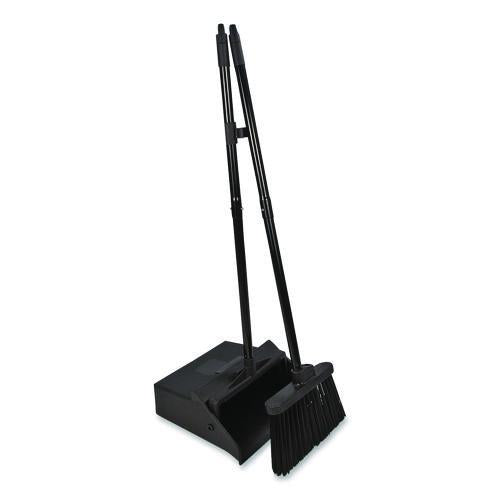 Image of Carlisle 36141503 Duo-Pan Upright Dust Pan and Broom, 11.8 x 36, 24.5" Handle, Plastic, Black