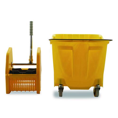 Image of Carlisle 4690404 OmniFit Mop Bucket with Down Press Wringer, 35 qt, Yellow