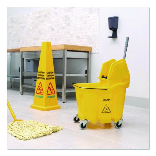 Image of Carlisle 4690404 OmniFit Mop Bucket with Down Press Wringer, 35 qt, Yellow