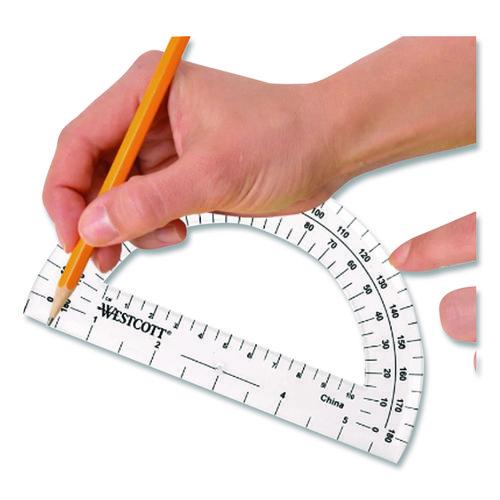 Image of Westcott® 11200 180 Degree Protractor, Plastic, 6" Ruler Edge/180 Degree, Clear