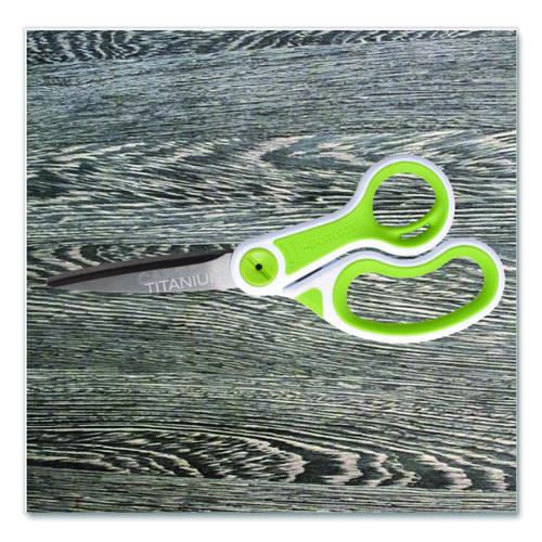 Image of Westcott® 17444 CarboTitanium Bonded Scissors, 8" Long, 3.25" Cut Length, Straight White/Green Handle