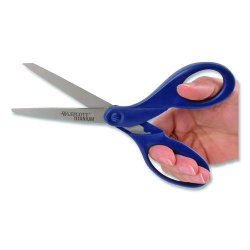 Image of Westcott® 17509 Titanium Bonded Scissors, 8" Long, 3.5" Cut Length, Straight Navy Handle