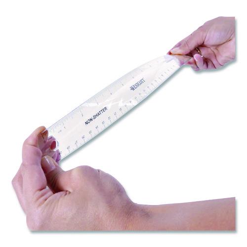 Image of Westcott® 17725 Non-Shatter Flexible Ruler, Standard/metric, 12" (30 Cm) Long, Plastic, Clear, 12/box