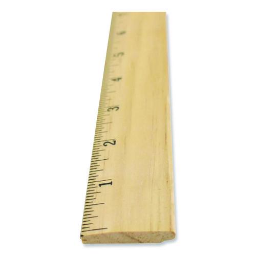 Image of Westcott® 17720 Beveled Wood Ruler, Standard, 12" Long, Natural Hardwood, 12/pack