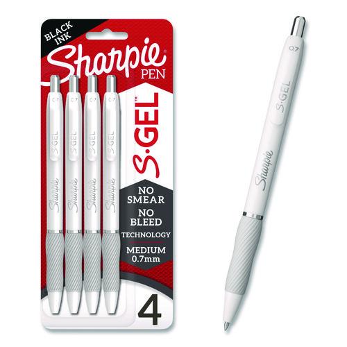 Image of Sharpie® S-Gel 2126207 S-Gel Fashion Barrel Gel Pen, Retractable, Medium 0.7 Mm, Black Ink, Pearl White Barrel, 4/pack