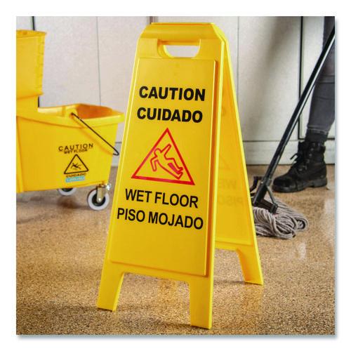 Image of Carlisle 3690000 Wet Floor Sign (English/Spanish), 11 x 25 x 25, Yellow