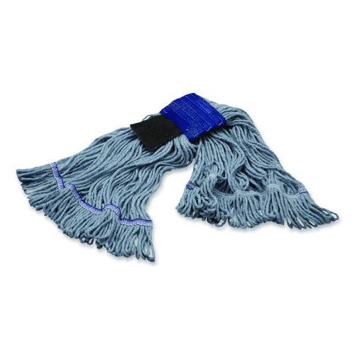 Image of Carlisle 369418S14 Medium Blue Looped-End Mop, Cotton, 36 x 6 x 3, Blue