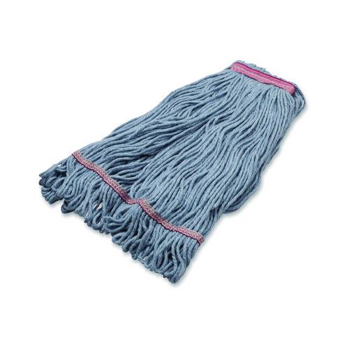 Image of Carlisle 369423B14 Medium Blue Looped-End Mop, Cotton, 43 x 6 x 3, Red