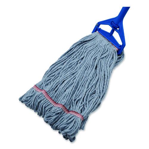 Image of Carlisle 369423B14 Medium Blue Looped-End Mop, Cotton, 43 x 6 x 3, Red