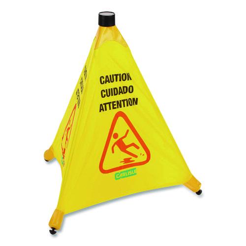 Image of Carlisle 3694204 Pop-Up Caution Cone, 18 x 22.25 x 20, Yellow