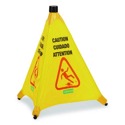 Image of Carlisle 3694204 Pop-Up Caution Cone, 18 x 22.25 x 20, Yellow