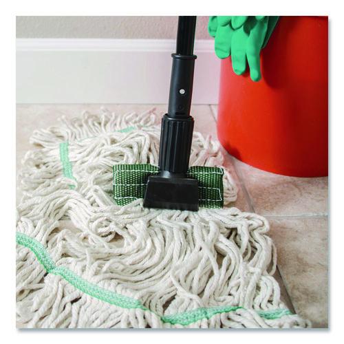 Image of Carlisle 3697000 Vinyl Coated Jaw Style Metal Mop Handle, 1" dia x 60", Black