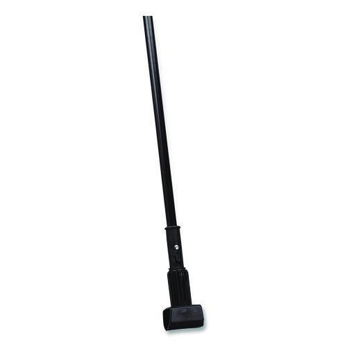 Image of Carlisle 3697000 Vinyl Coated Jaw Style Metal Mop Handle, 1" dia x 60", Black