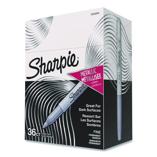 Image of Sharpie® 2003899 Metallic Fine Point Permanent Marker Value Pack, Fine Bullet Tip, Metallic Silver, 36/pack