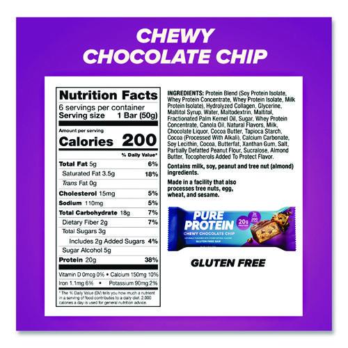 Image of Balance Bar® NRN13353 Pure Protein Bar, Chewy Chocolate Chip, 1.76 Oz Bar, 6/box