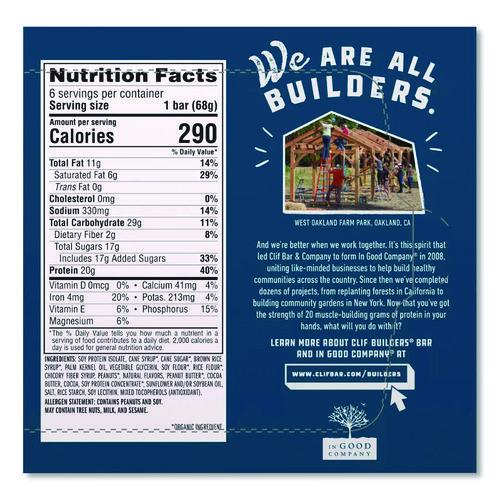 Image of CLIF® Bar CCC160041 Builders Protein Bar, Chocolate Peanut Butter, 2.4 Oz Bar, 12 Bars/box