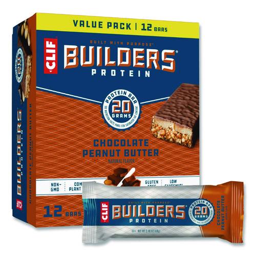 Image of CLIF® Bar CCC160041 Builders Protein Bar, Chocolate Peanut Butter, 2.4 Oz Bar, 12 Bars/box