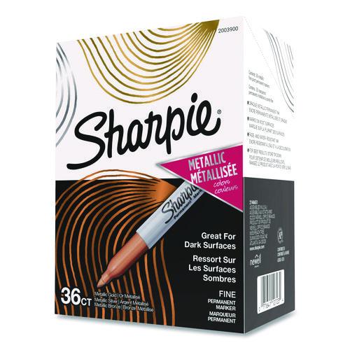 Image of Sharpie® 2003900 Metallic Fine Point Permanent Marker Value Pack, Fine Bullet Tip, Assorted Colors, 36/pack