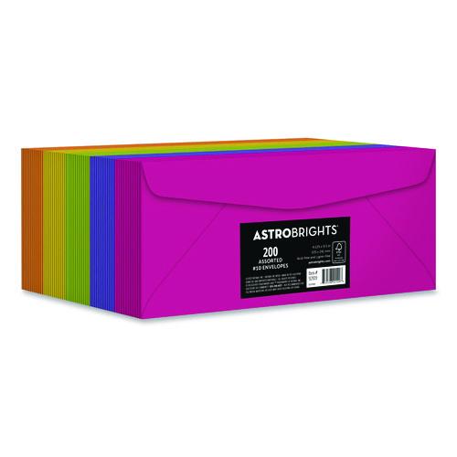 Image of Astrobrights® 92109 Bulk Envelopes, #10, Bankers Flap, Gummed Closure, Assorted Colors, 200/Pack