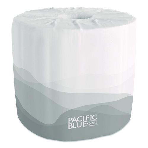 Image of Georgia Pacific® Professional 19881/01 Pacific Blue Basic Embossed Bathroom Tissue, Septic Safe, 1-Ply, White, 550 Sheets/Roll, 80 Rolls/Carton
