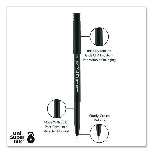 Image of uniball® 60040 ONYX Rollerball Pen, Stick, Micro 0.5 mm, Black Ink, Black Barrel, Dozen